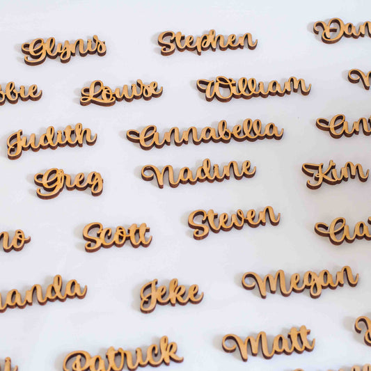 Custom Laser-Cut Wooden Name Place Cards - Font B