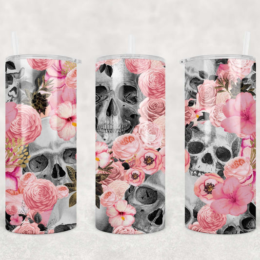 Pink Rose Skull Tumbler 15oz (443mls)
